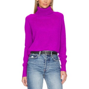 White + Warren 'Cashmere' Purple Essential Turtleneck Sweater Size S